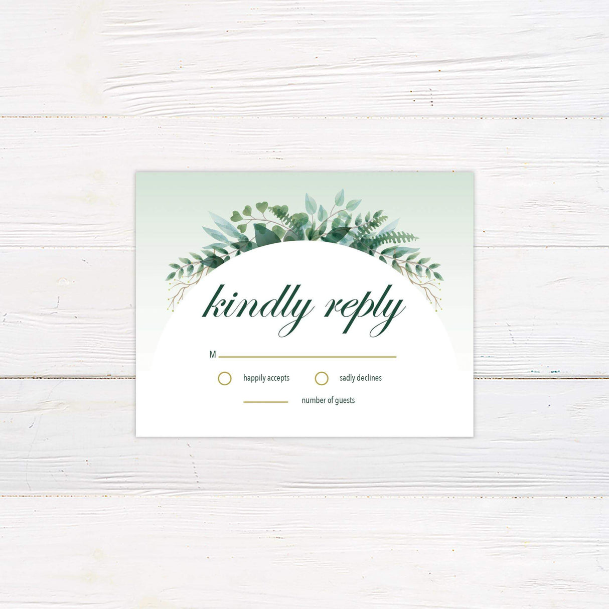 Elegant Green Botanical Arch RSVP - goprintplus