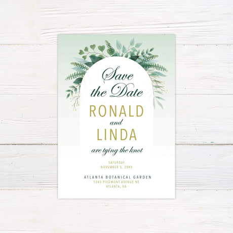 Elegant Green Botanical Arch Invitations - goprintplus