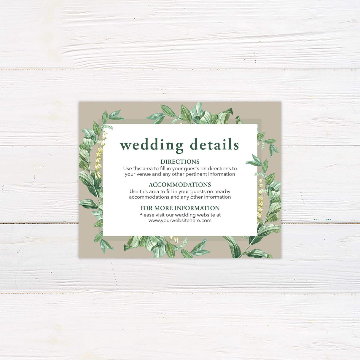 Elegant Green Botanical Details Cards - goprintplus