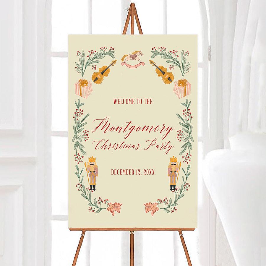 Vintage Nutcracker Christmas Party Welcome Sign