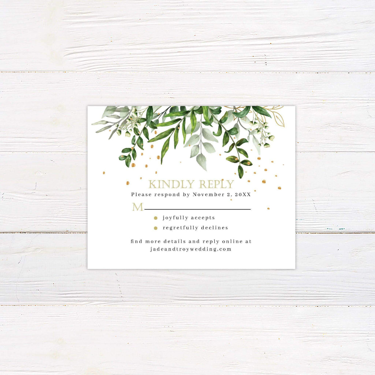 Eucalyptus Gold Invitations - goprintplus