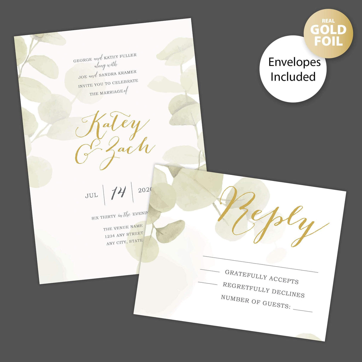 Eucalyptus Mist Foil Invitation - goprintplus
