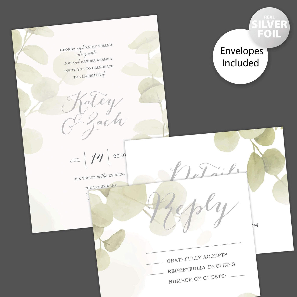 Eucalyptus Mist Foil Invitation - goprintplus
