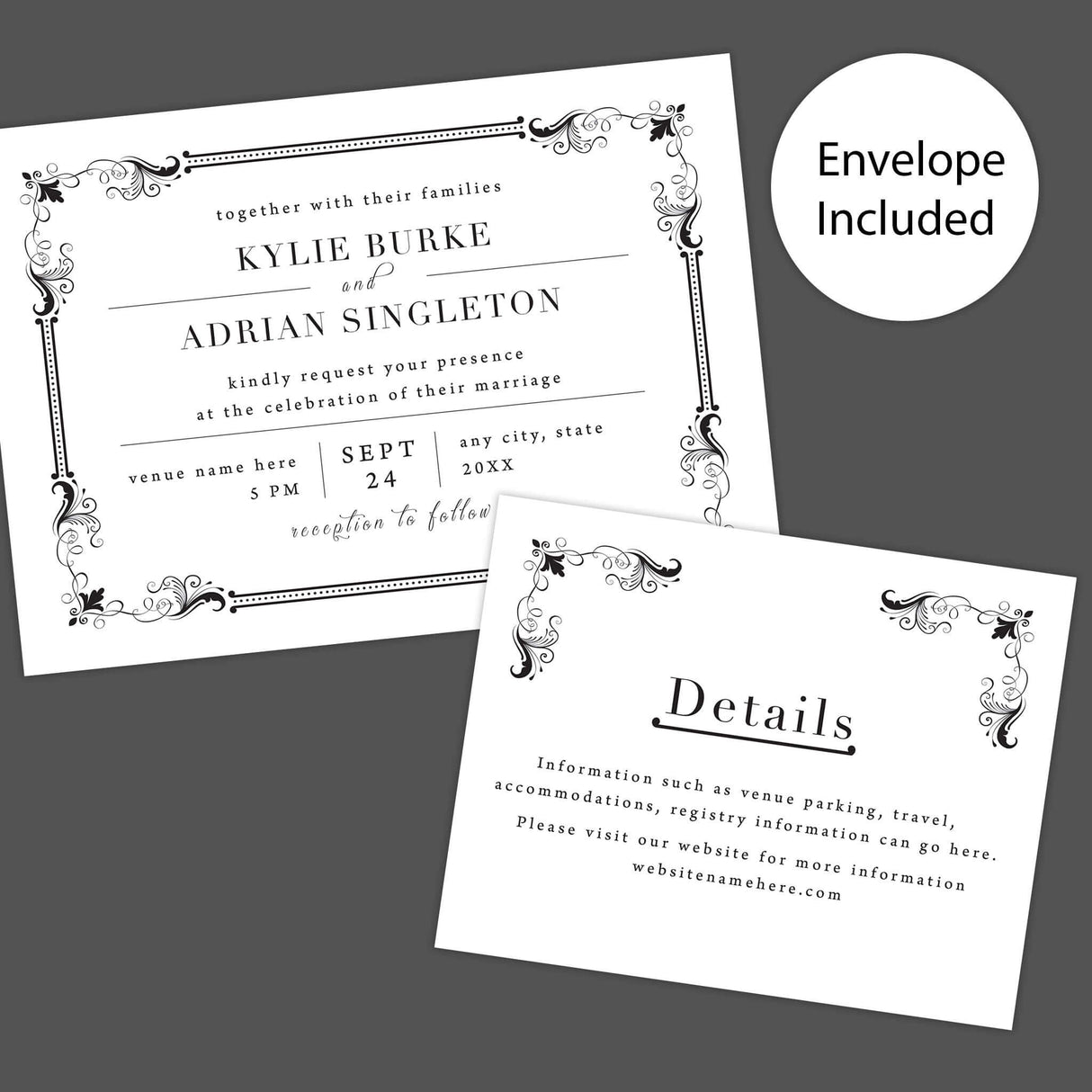 Exquisite Einladungskarten mit Bordüre