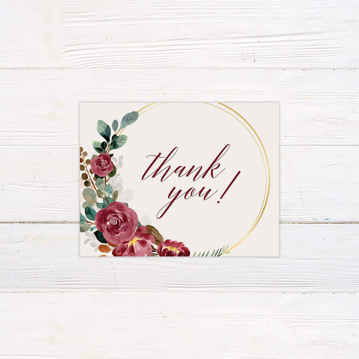 Fall Floral Wreath Thank You Card - goprintplus
