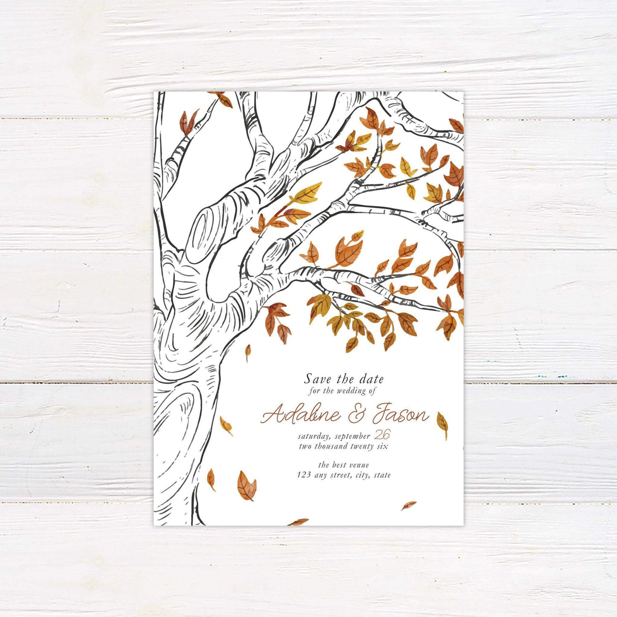 Fall Tree Save The Date - goprintplus