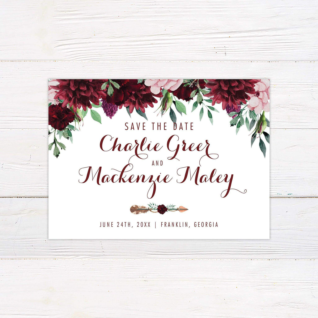 Floral Arrow Save The Date - goprintplus