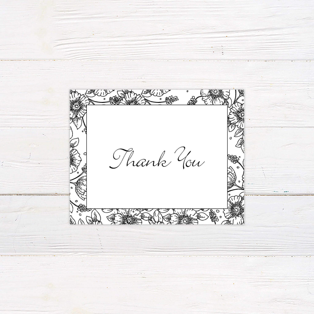 Floral Sketch Thank You Card - goprintplus