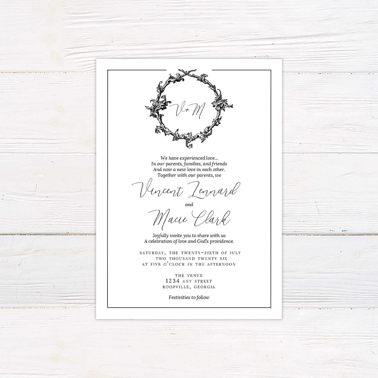 Formal Wreath Invitations - goprintplus