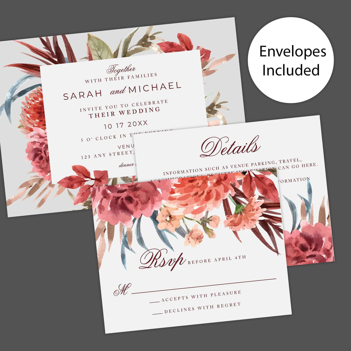 Invitaciones de flores frescas