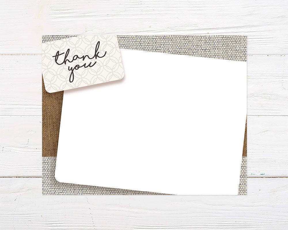 A gift card shower thank you card with black script text and white background.