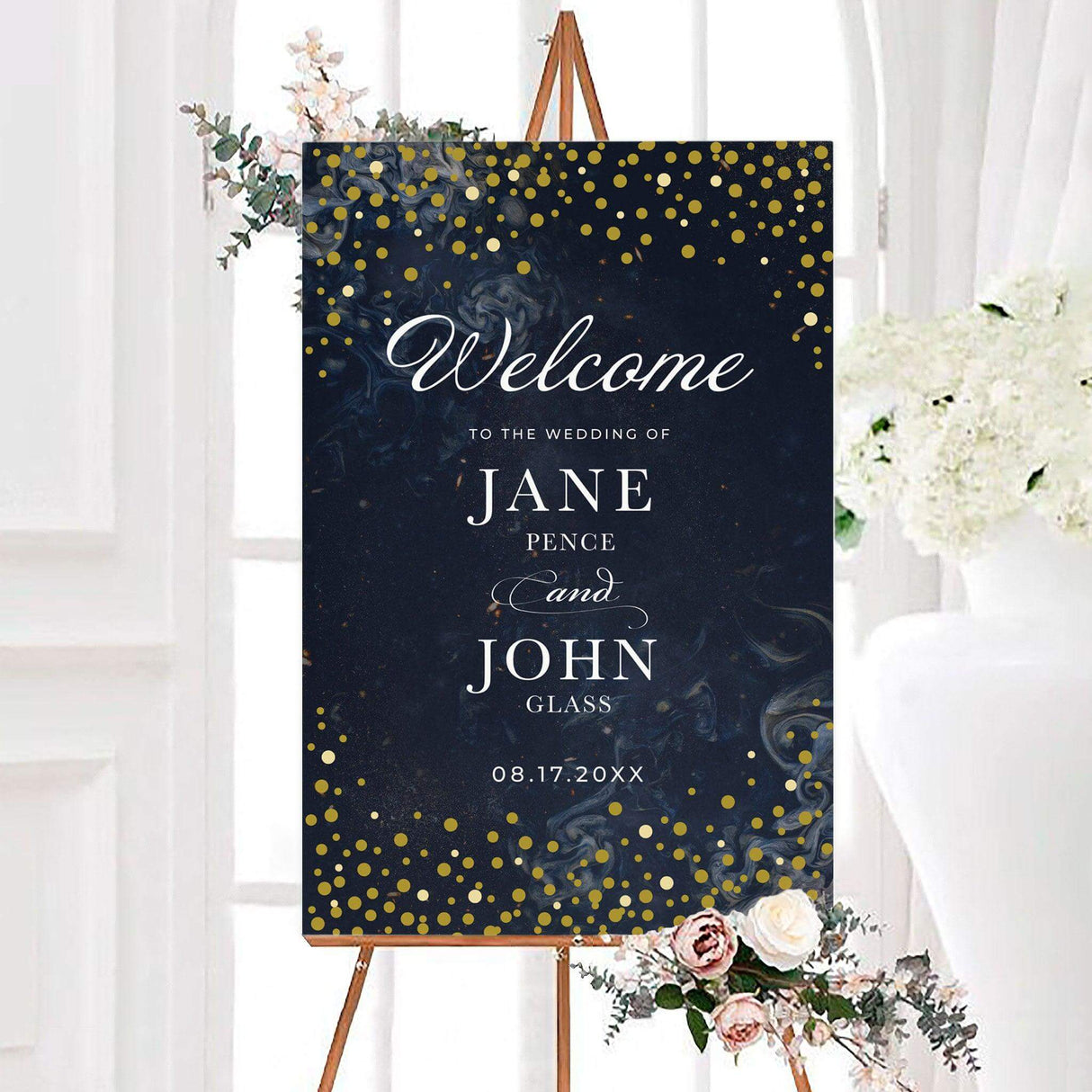 Gold Dot Confetti Invitations - goprintplus