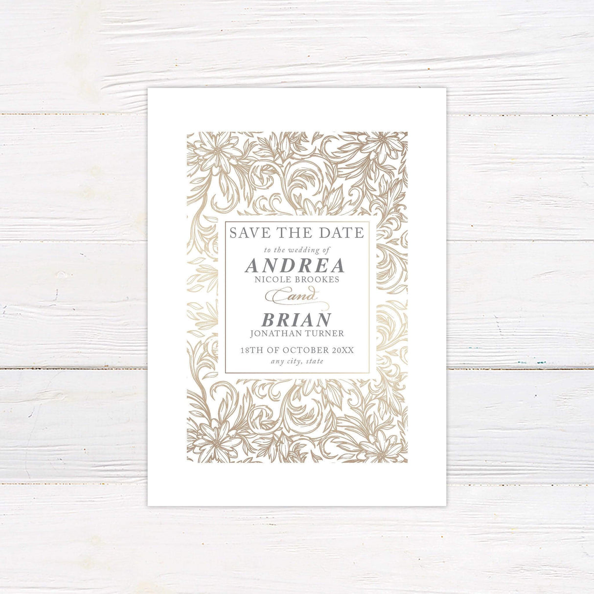 Gold Floral Sketch Invitations - goprintplus