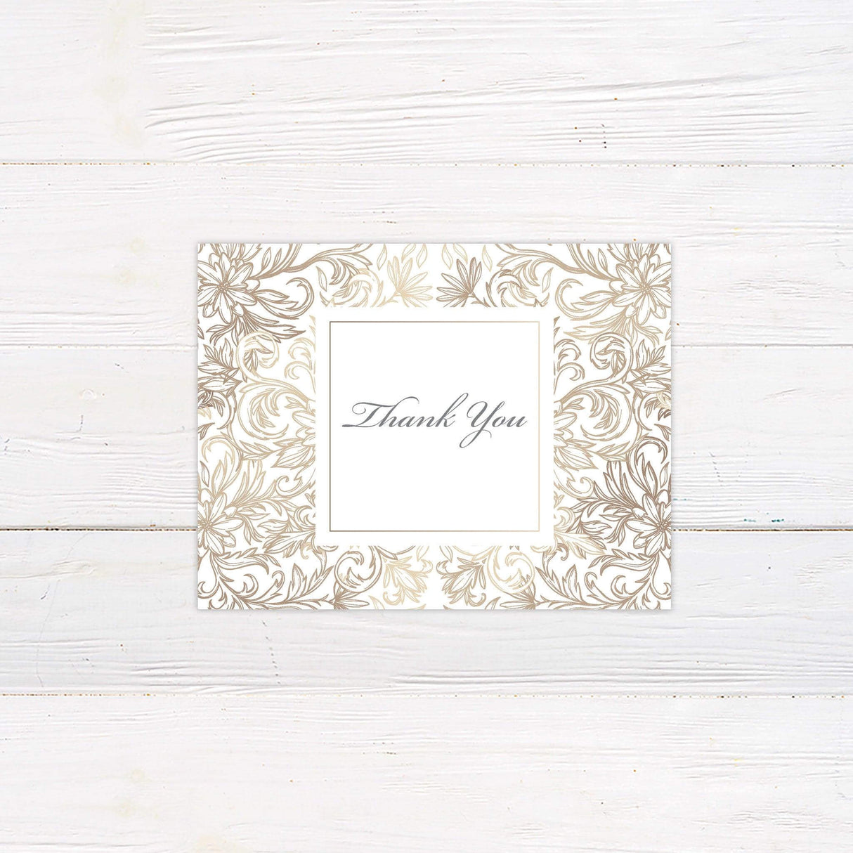 Gold Floral Sketch Thank You Card - goprintplus