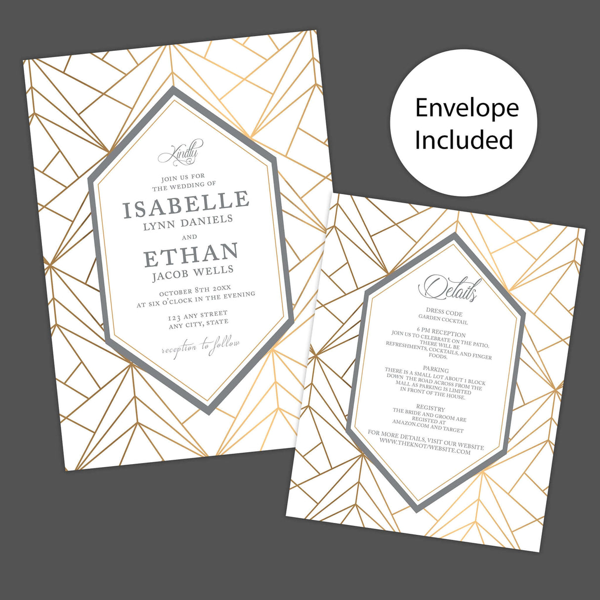 Goldene Web-Einladungen