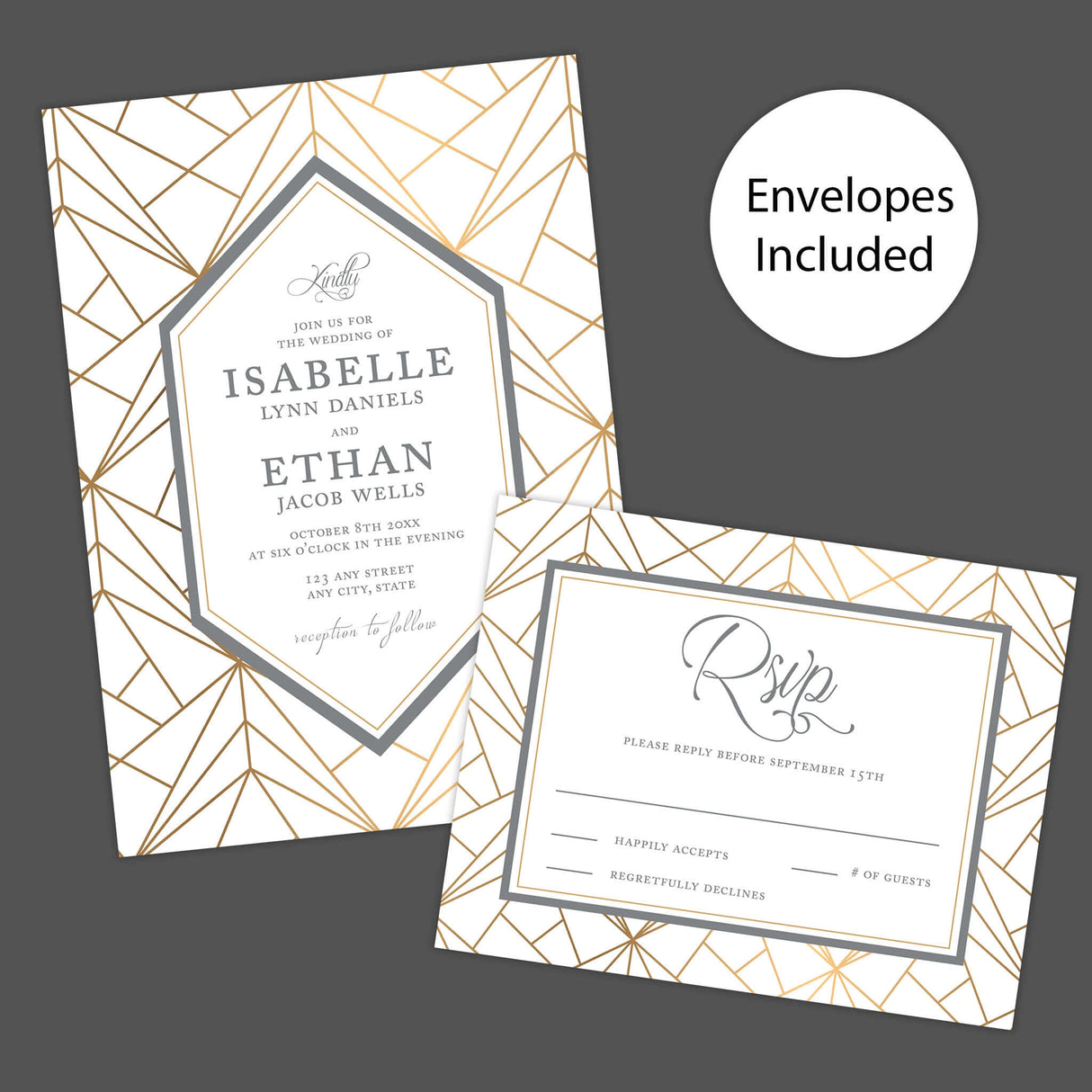 Goldene Web-Einladungen