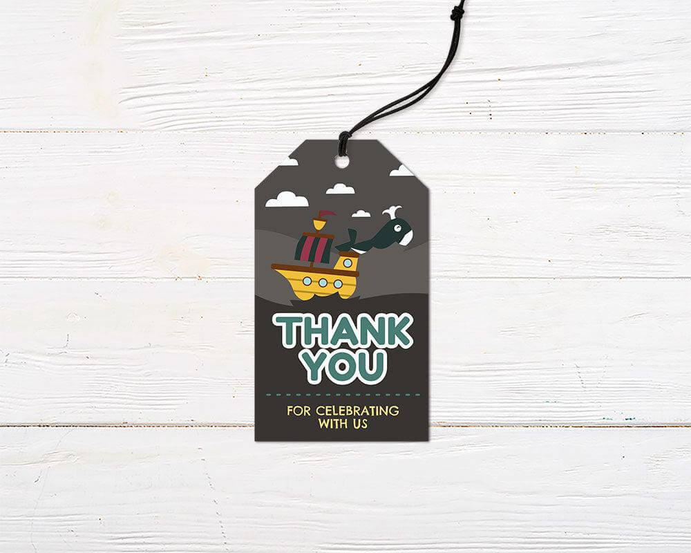 Gray Pirate Favor Tag - goprintplus