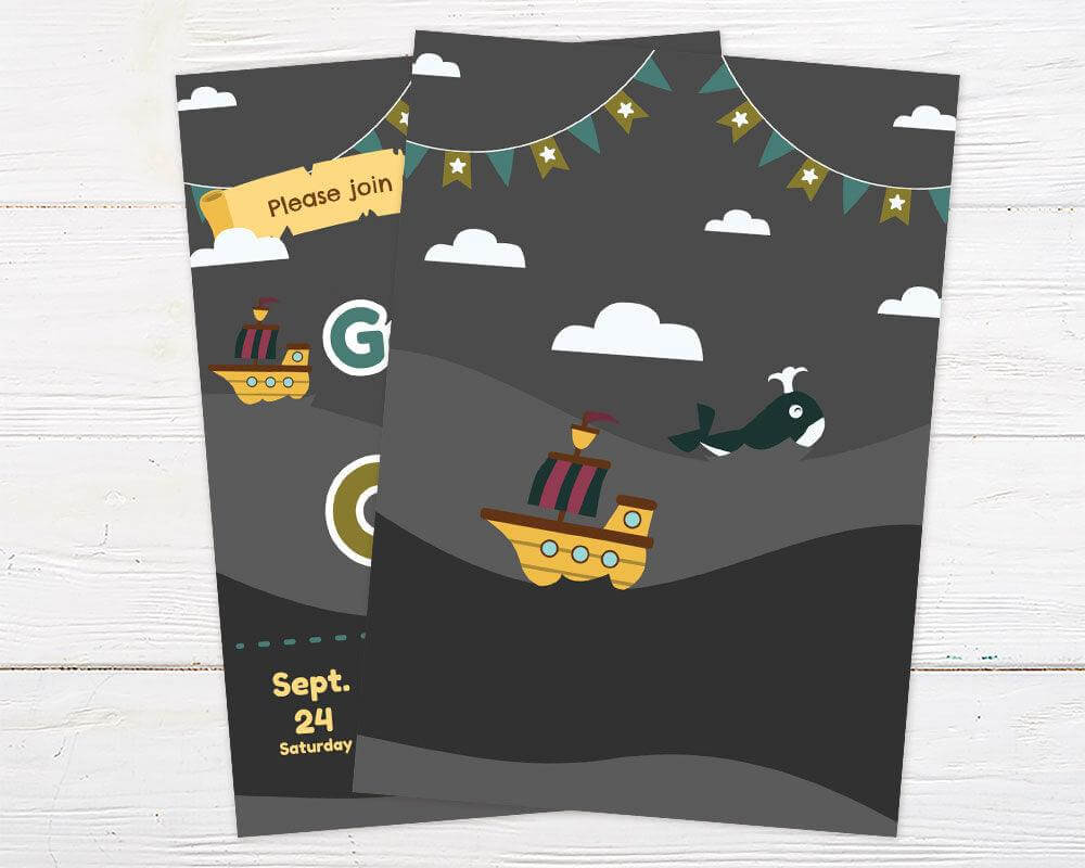 Gray Pirate Invitation - goprintplus