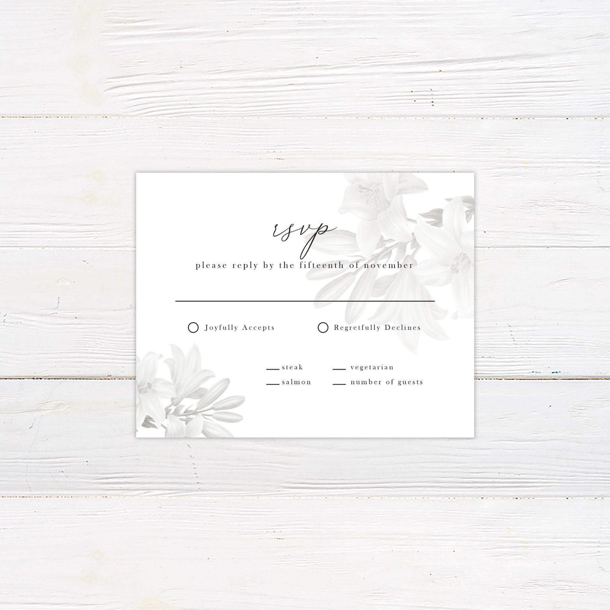 Grayscale Floral RSVP - goprintplus
