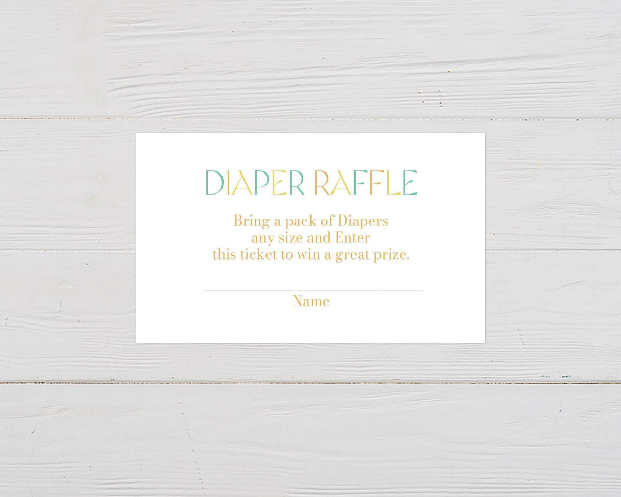 Green Minimalist Diaper Raffle Ticket - goprintplus
