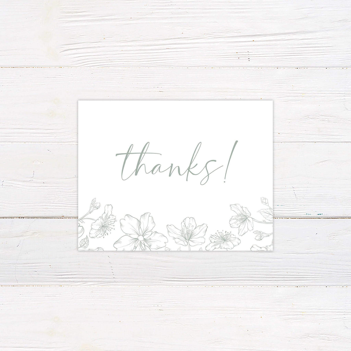 Green Sakura Thank You Card - goprintplus