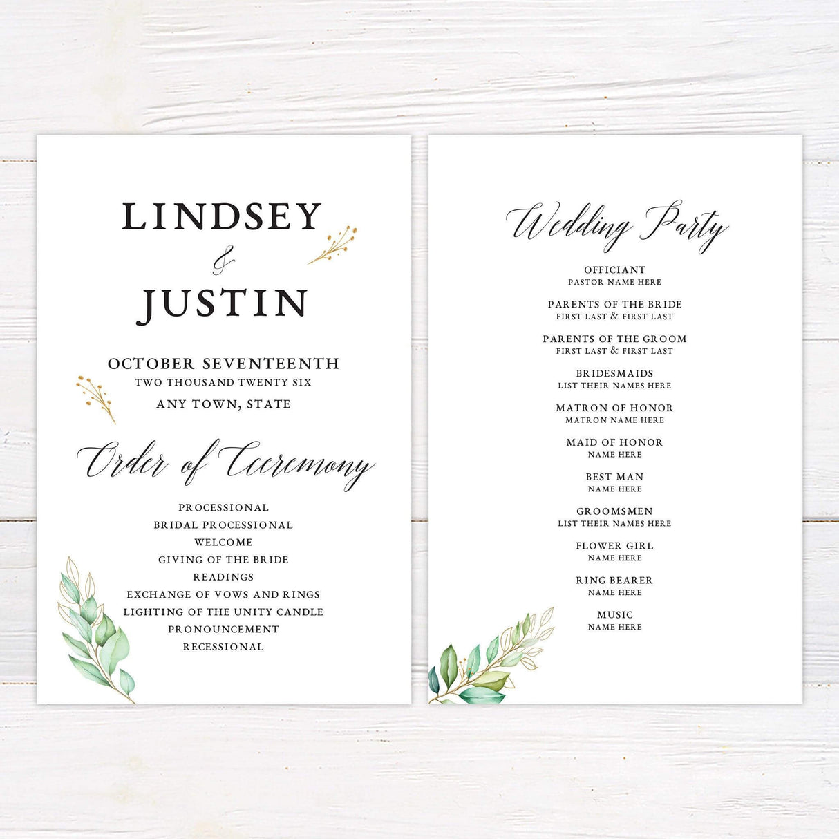 Greenery and Gold Invitations - goprintplus
