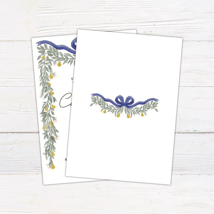 Elegant Pear Greenery Christmas Luncheon Invitation