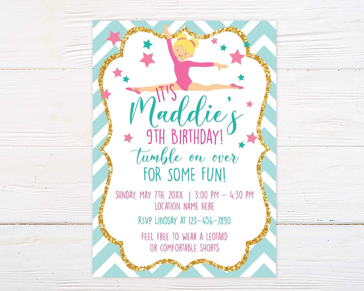 Gymnastics Birthday Invitation - goprintplus