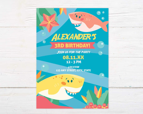 Happy Sharks Birthday Invitation - goprintplus