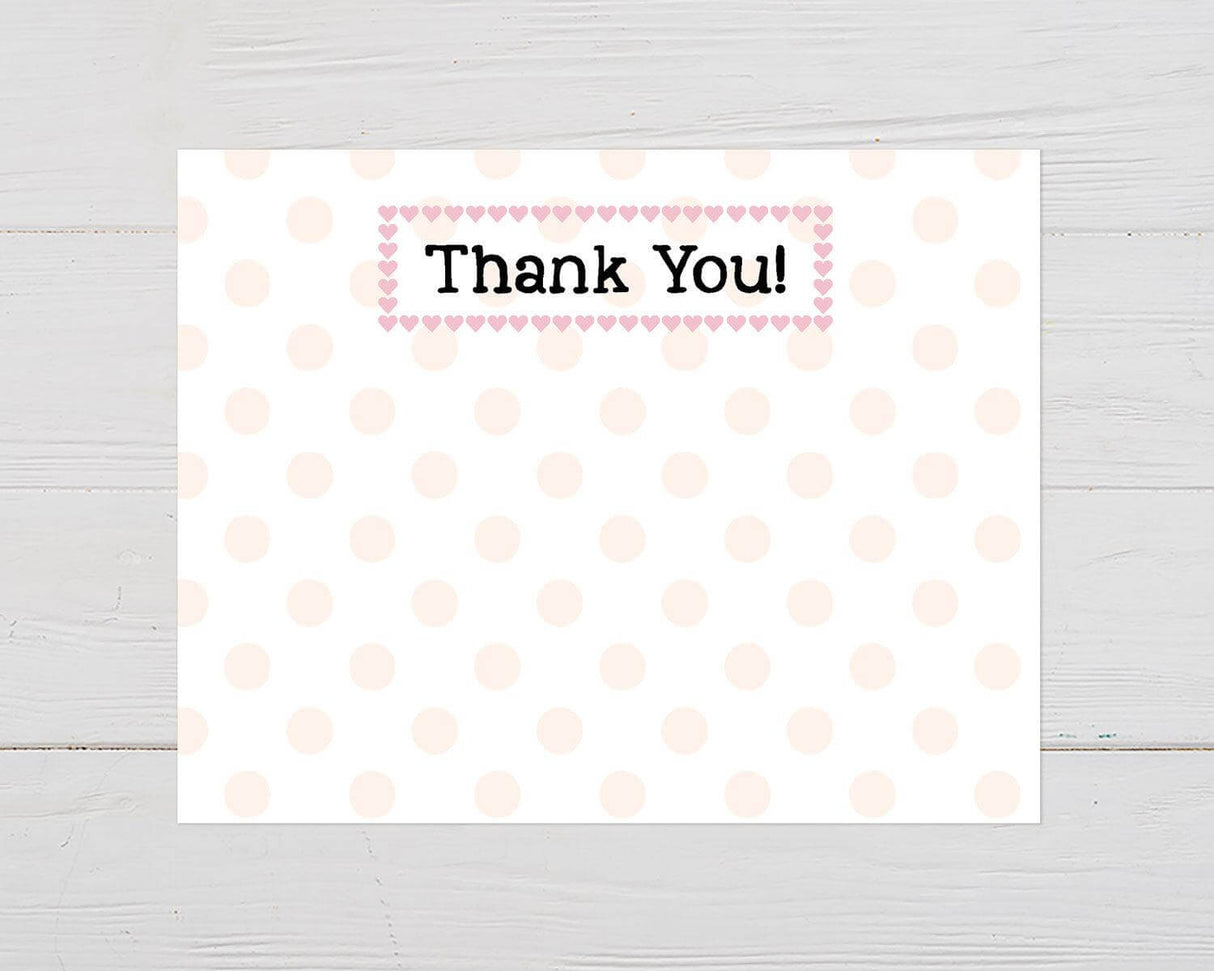 Heart and Polka Dots Thank You Card - goprintplus