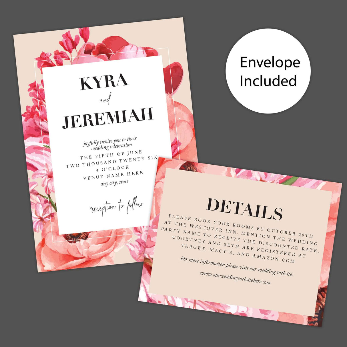 Invitaciones de cosecha en color rosa intenso