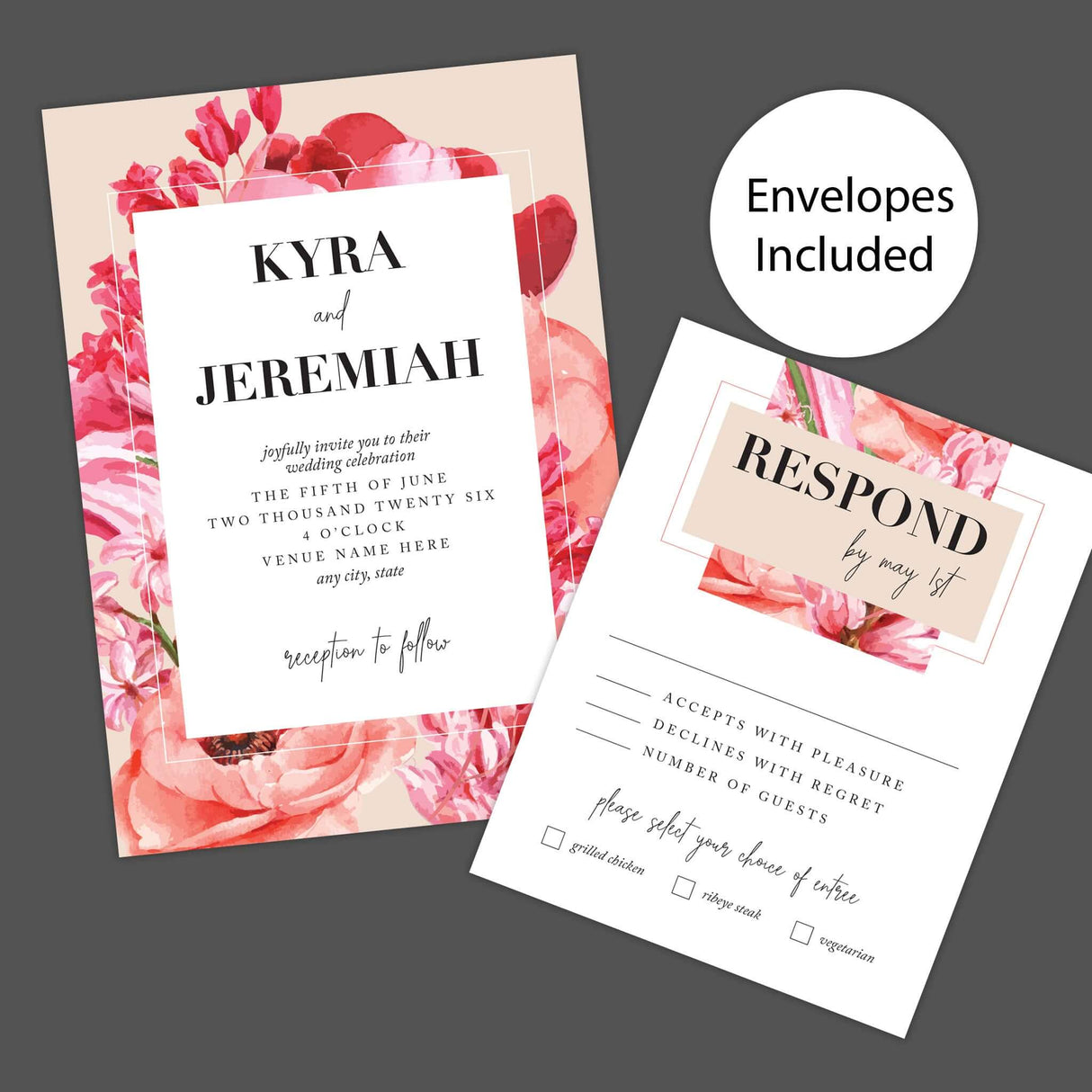 Invitaciones de cosecha en color rosa intenso