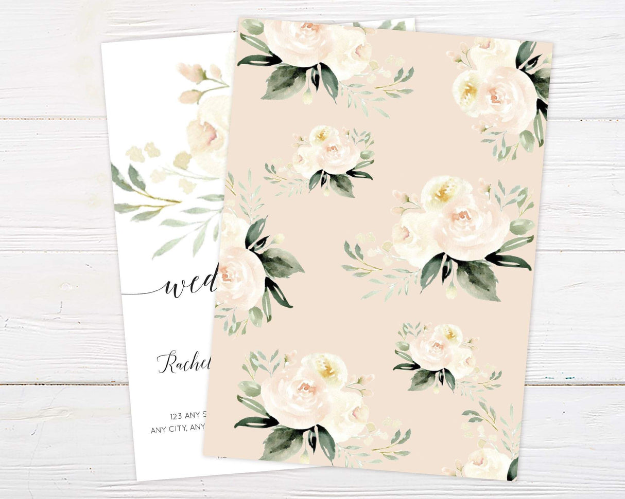 Ivory Peonies Shower Invitation featuring elegant floral design for bridal shower celebration.
