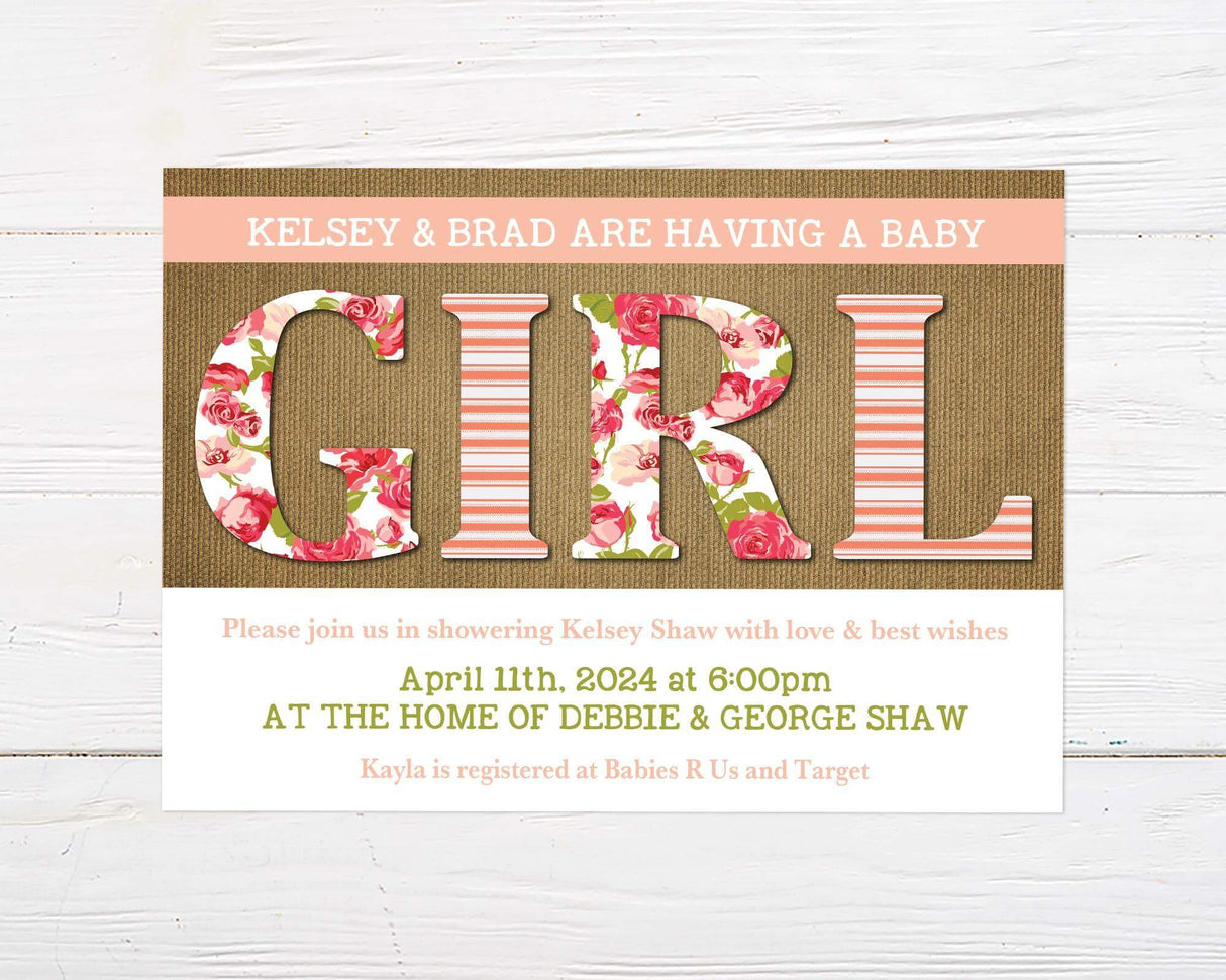 Jute and Floral Invitation - goprintplus