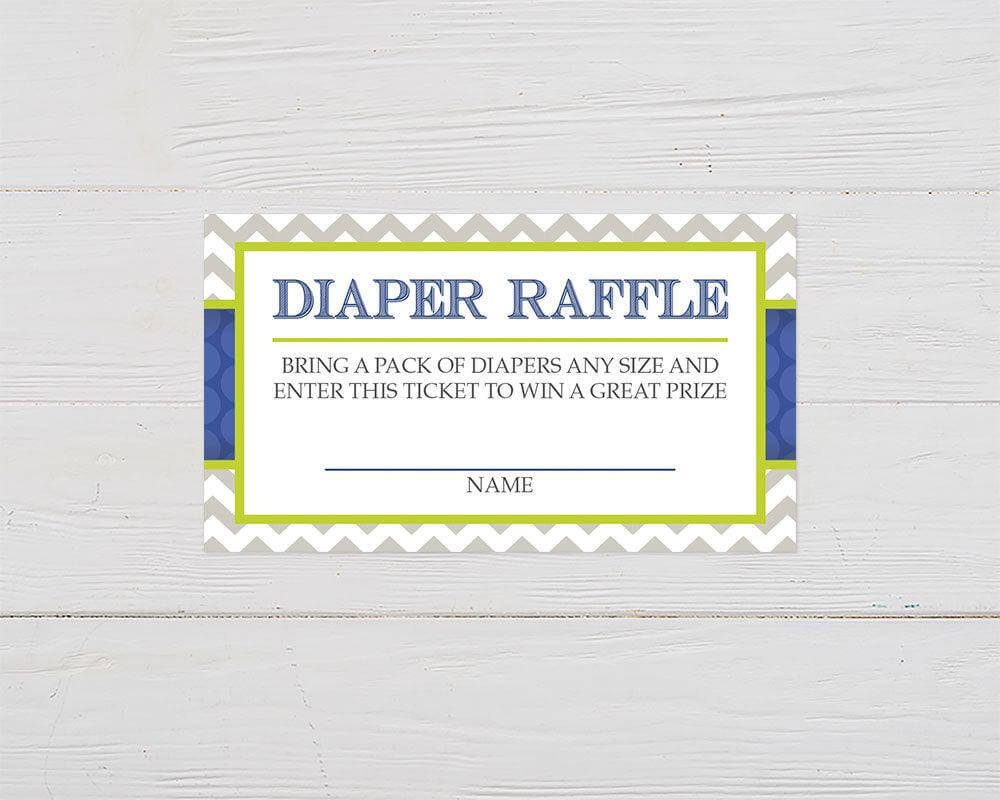 Chevron and Blue Diaper Raffle - goprintplus