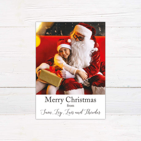 Custom photo Christmas card with Luke 2:11 Bible verse and Christian scripture design on the back