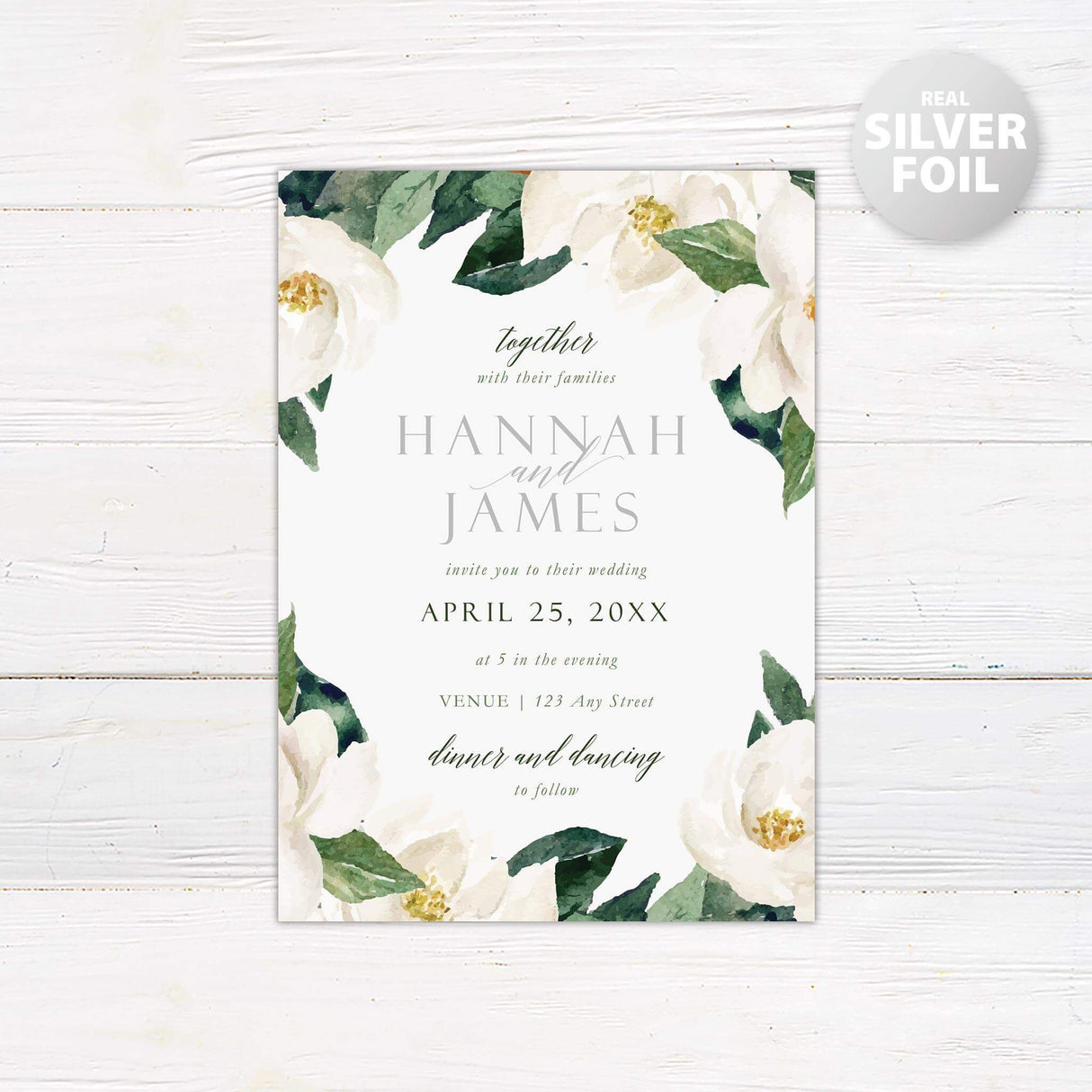 Magnolia Foil Invitation - goprintplus