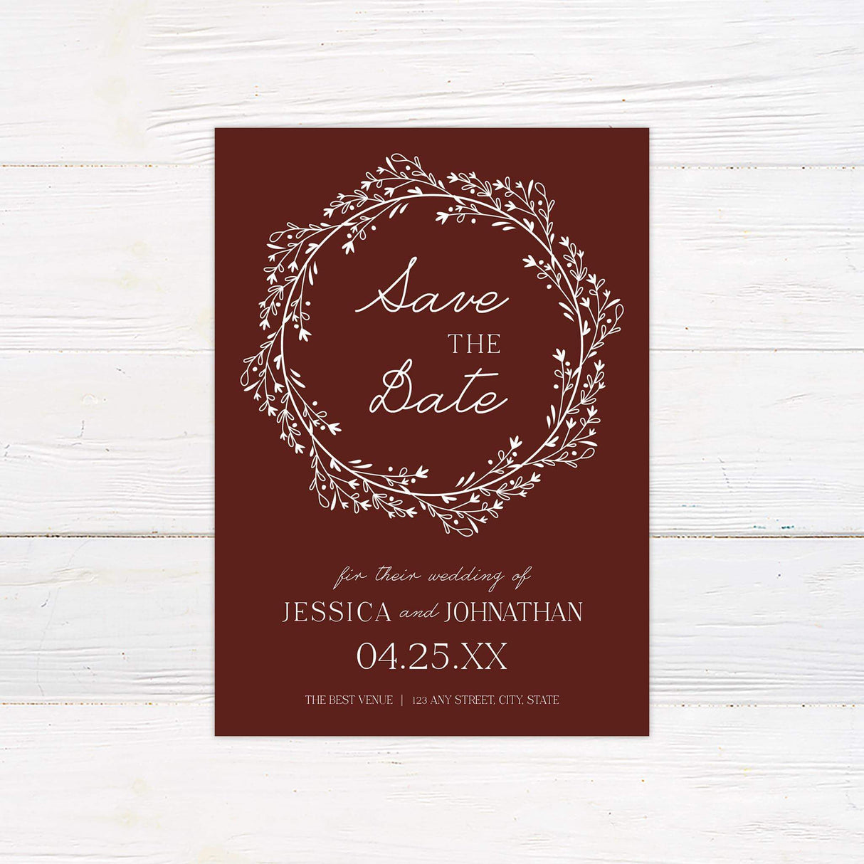Marsala Wreath Invitations - goprintplus