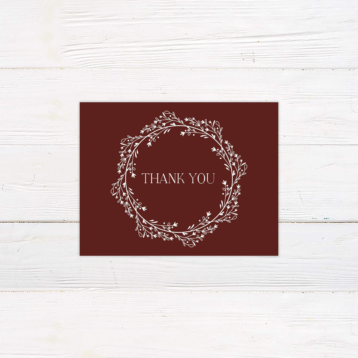 Marsala Wreath Thank You Card - goprintplus