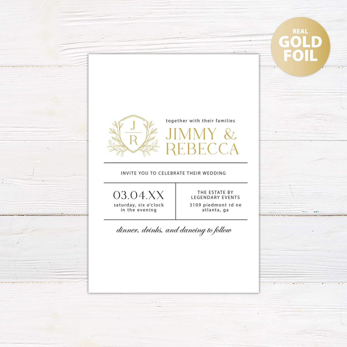 Minimal Foliage Foil Invitation - goprintplus