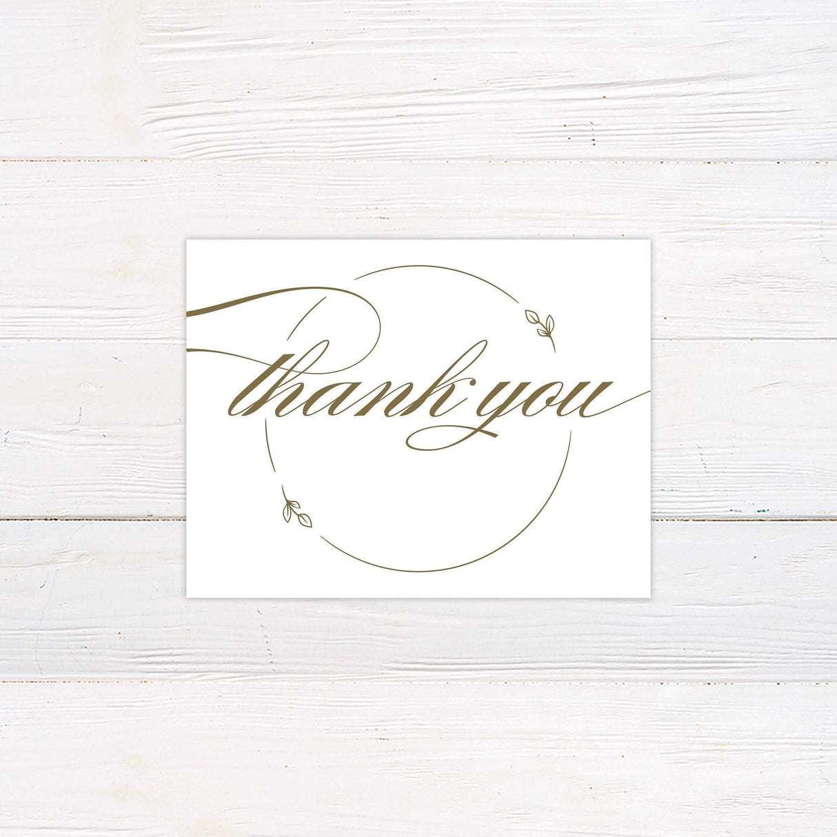 Minimal Vintage Floral Leaves Thank You Card - goprintplus
