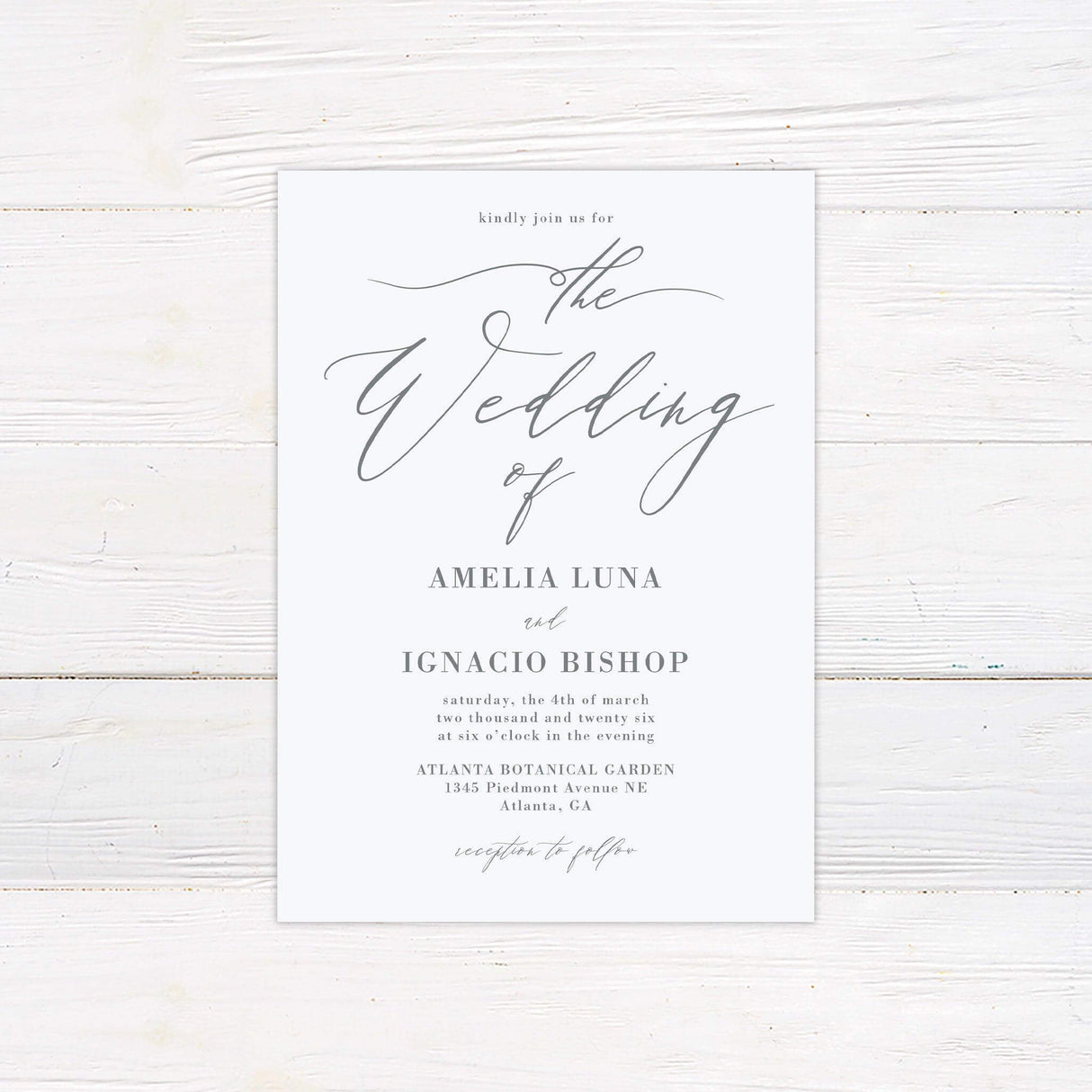 Minimalist Gray Script Invitation - goprintplus