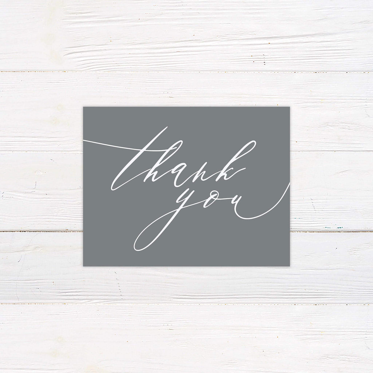 Minimalist Gray Script Thank You Card - goprintplus