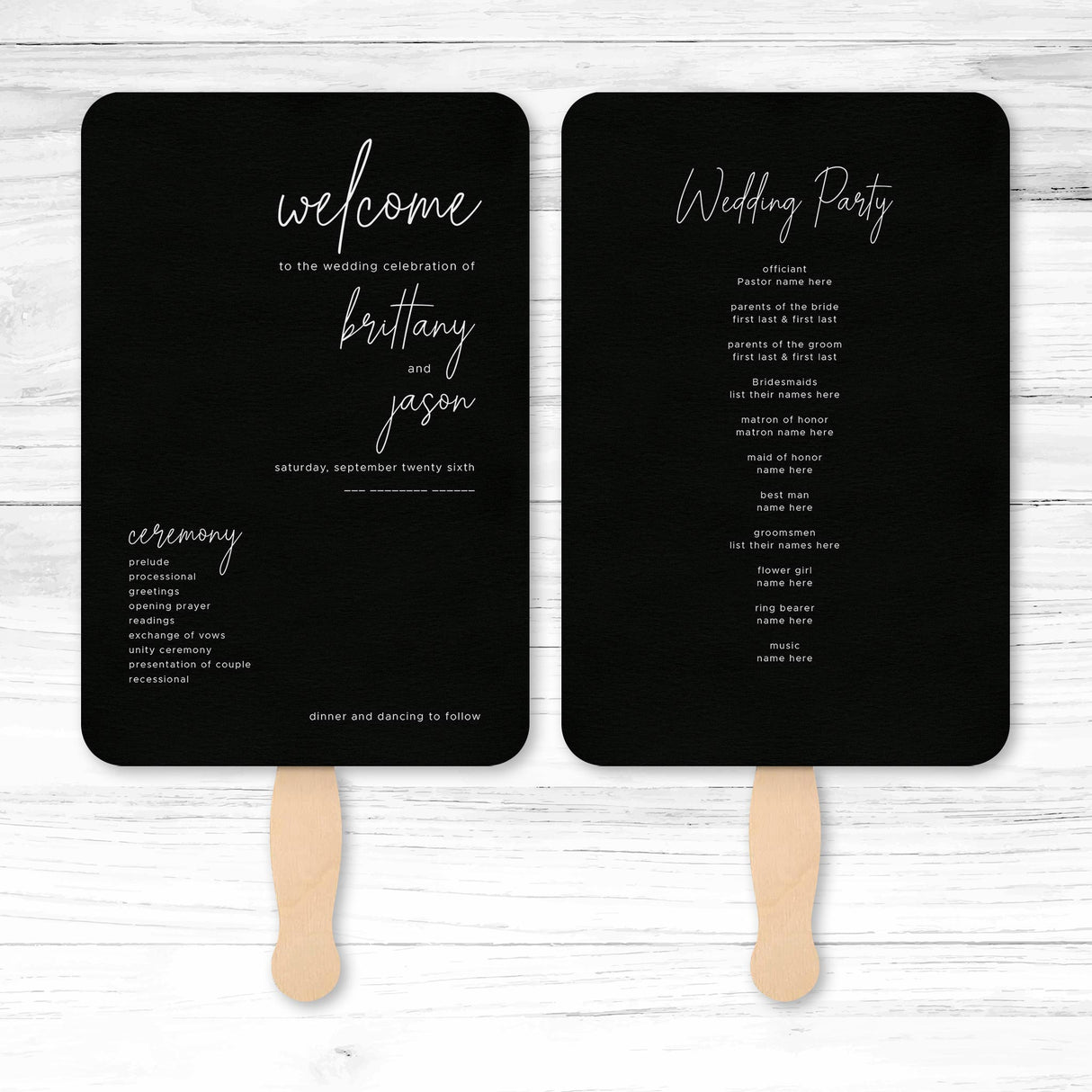 Specialty Paper Wedding or Event Program Fans