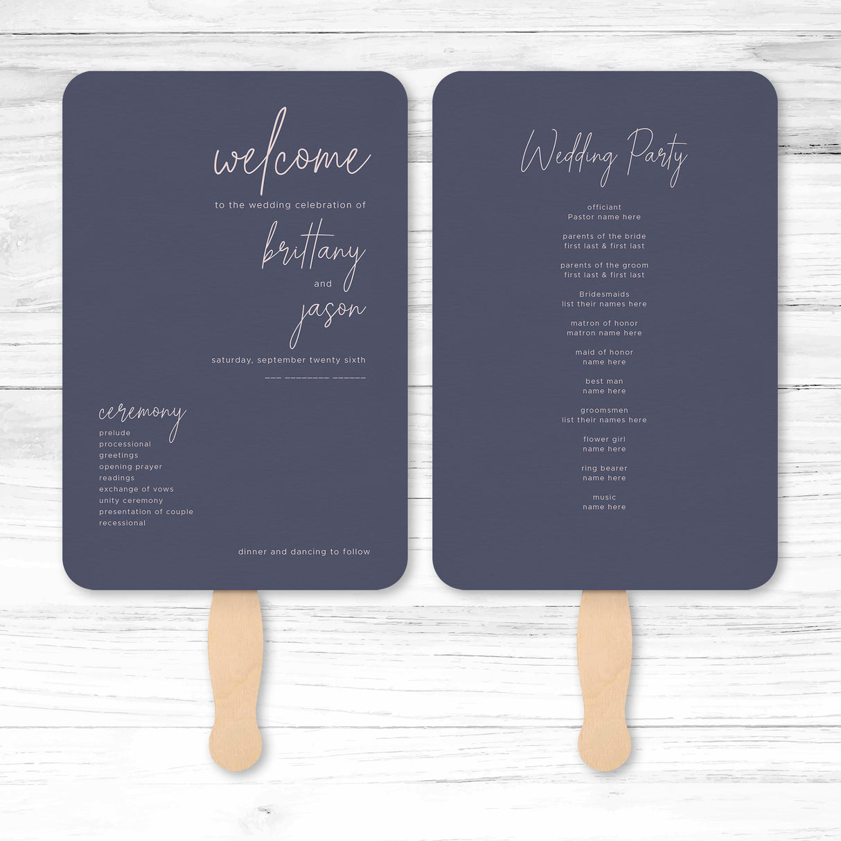 Specialty Paper Wedding or Event Program Fans