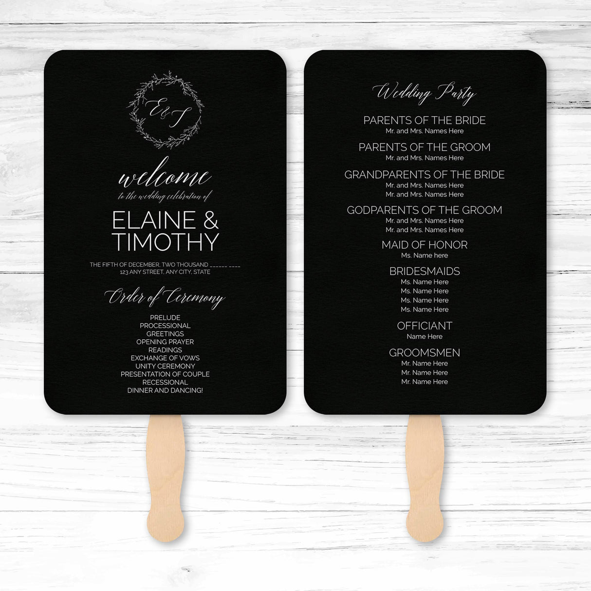 Specialty Paper Wedding or Event Program Fans