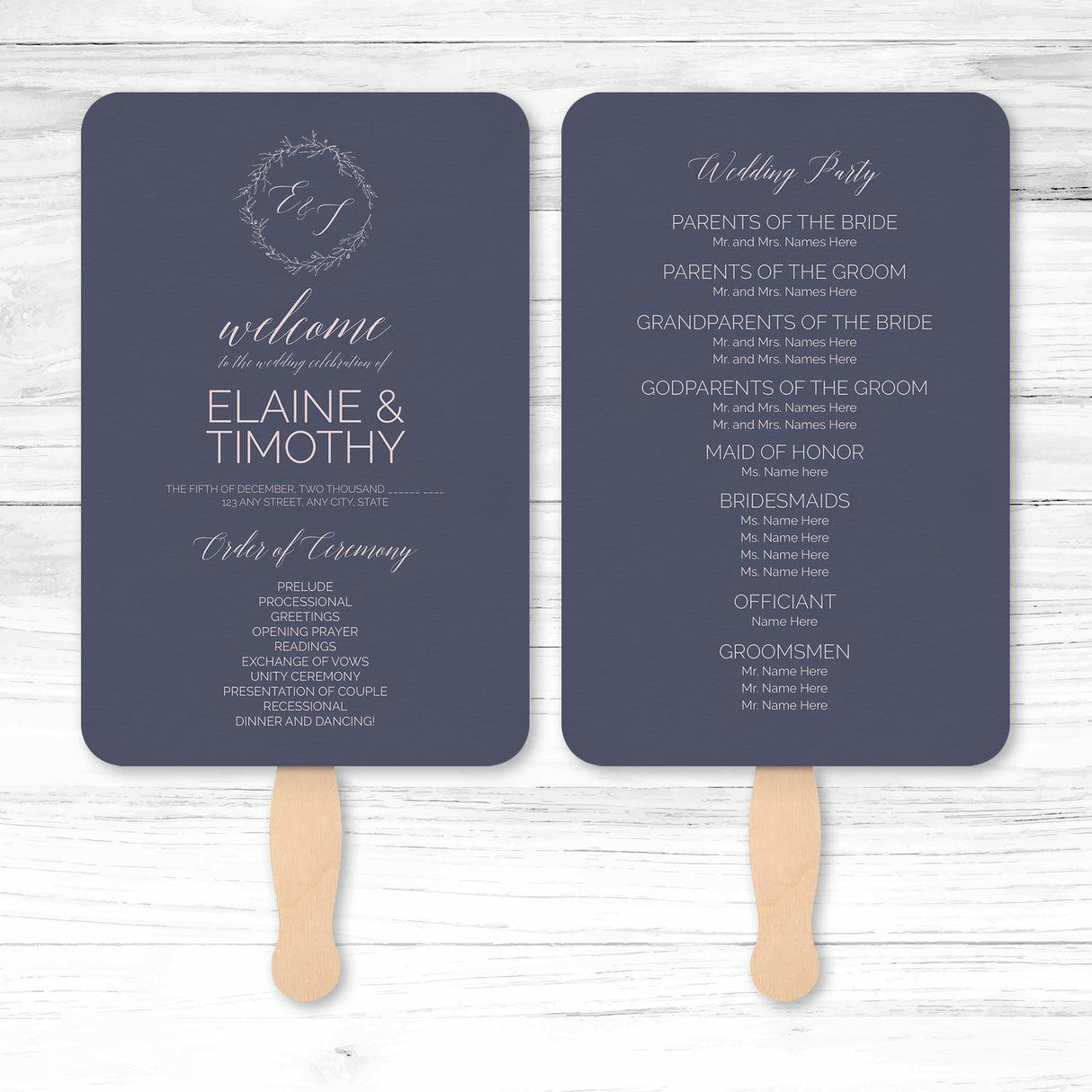 Specialty Paper Wedding or Event Program Fans