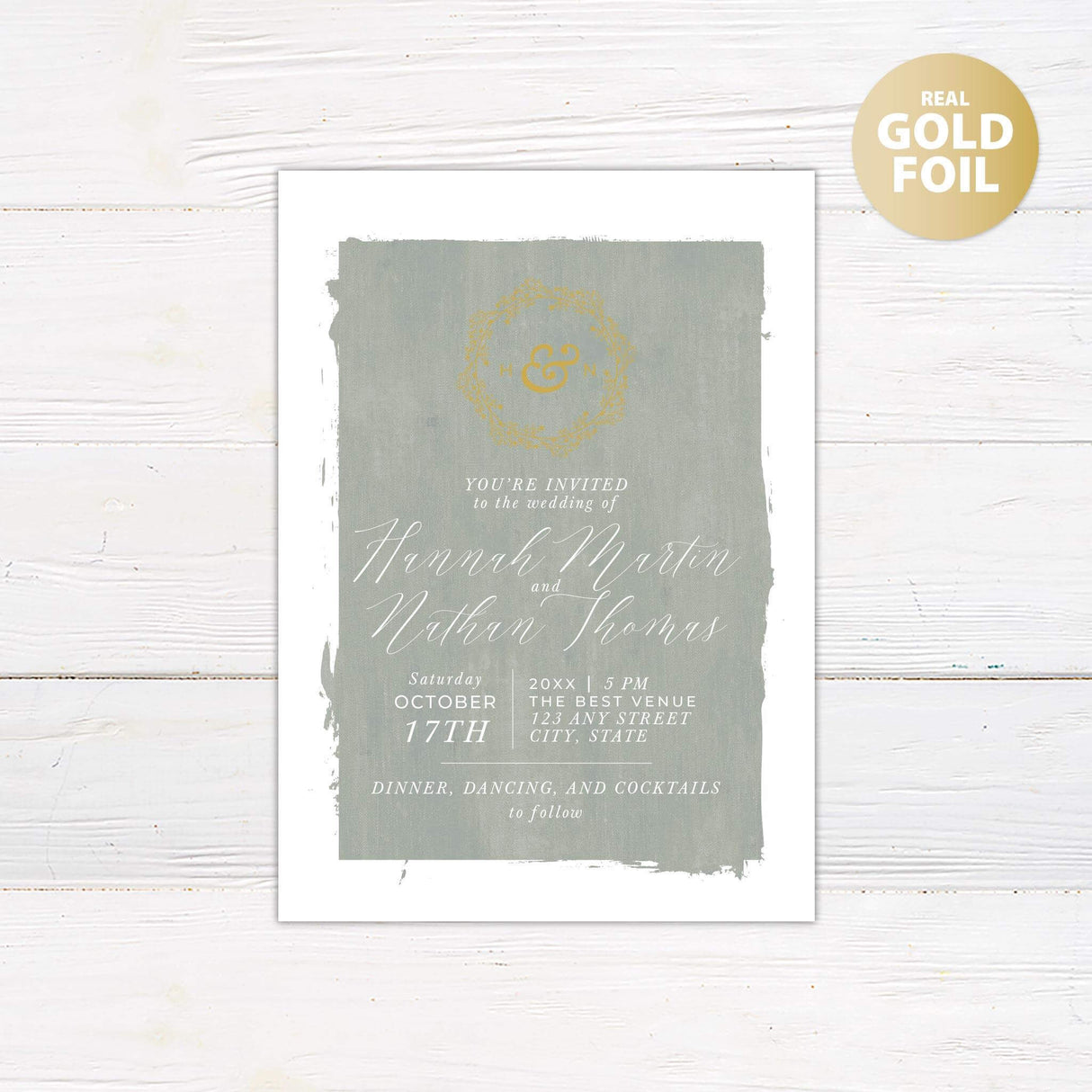 Seafoam Canvas Foil Invitation - goprintplus