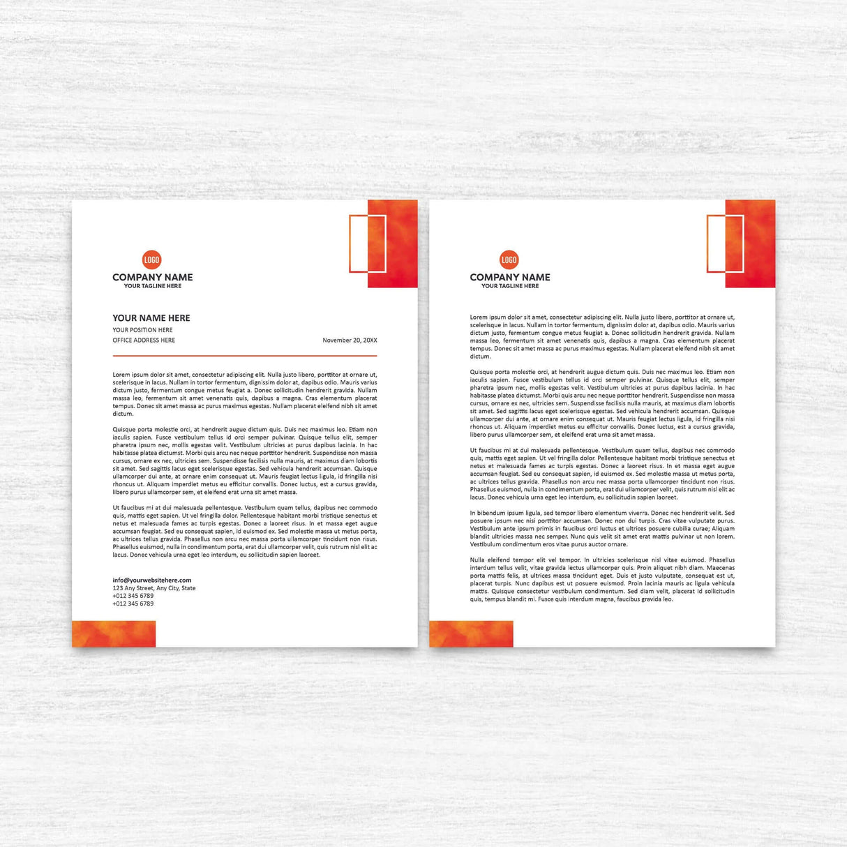 Orange Watercolor - Single or Double Sided