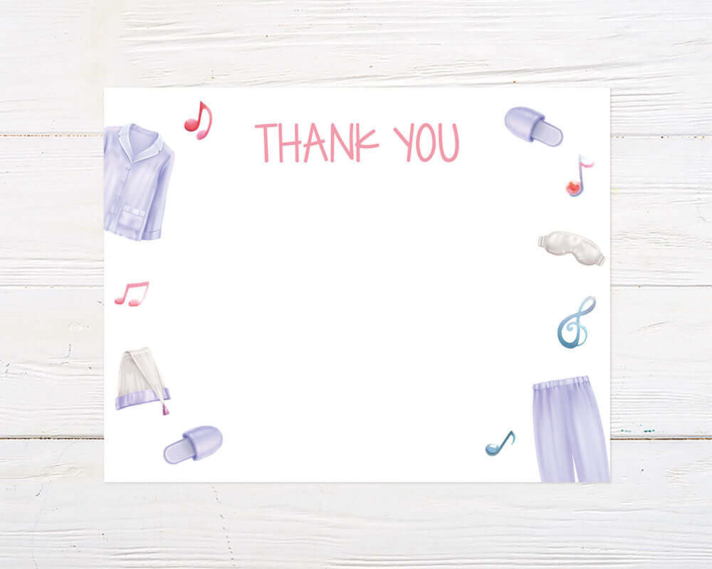 Colorful watercolor building blocks are arranged in the corners of a white thank-you card. “Thank You” is written at the top in bold teal text with plenty of space in the center for a custom message.